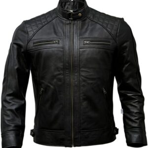 Men's Leather Genuine Soft Lambskin Leather Coat Jacket Diamond Style