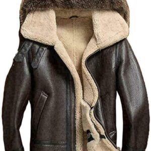 Men Real leather sheepskin raccoon fur detachable hood winter flying jacket
