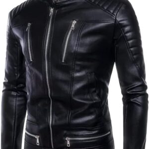 Motorcycle Leather Jacket Men Classic Design